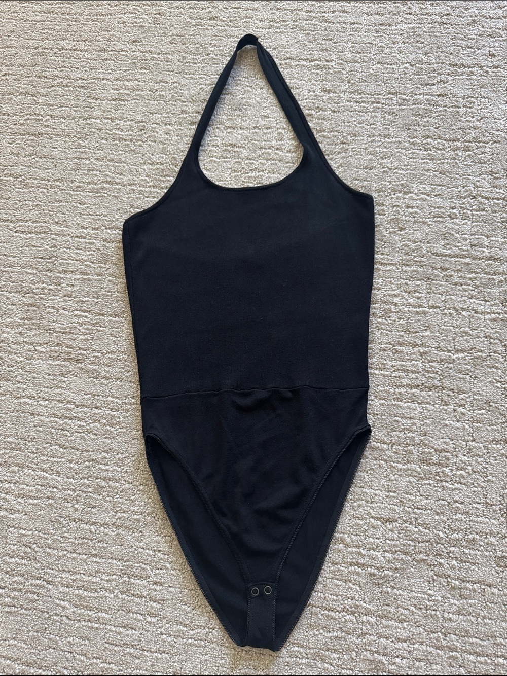 Zara Knit Black Scoop Neck Bodysuit Ribbed Stretch Minimal Basic Size M